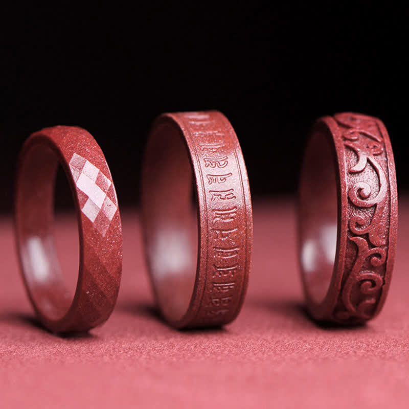 KarmaRipple's Cinnabar Om Mani Padme Hum Auspicious Clouds Blessing Ring p10