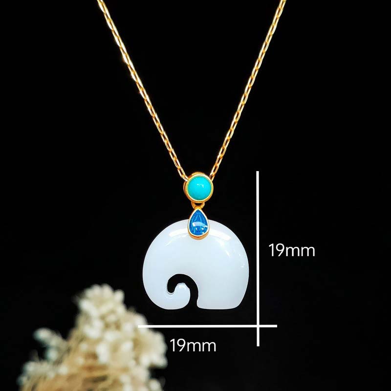 KarmaRipple's Ivory Jade Elephant Fortune Fortune Pendant Necklace p7