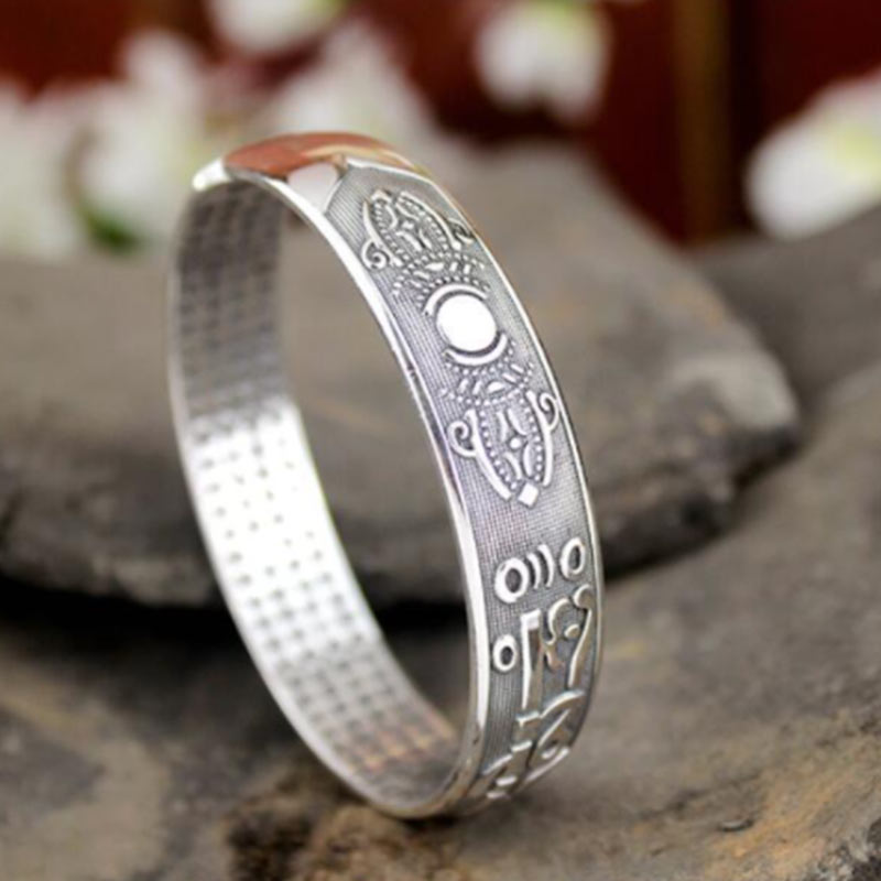 KarmaRipple's Tibetan Sanskrit Ivory Bronze Meditation Prayer Bracelet Bangle p5