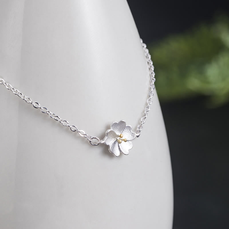 KarmaRipple's 925 Sterling Silver Cherry Blossom Blessing Chain Bracelet p2