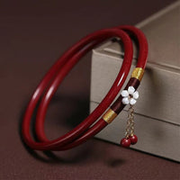 KarmaRipple's 2Pcs Cinnabar Flower Blessing Bangle Talisman Bracelet