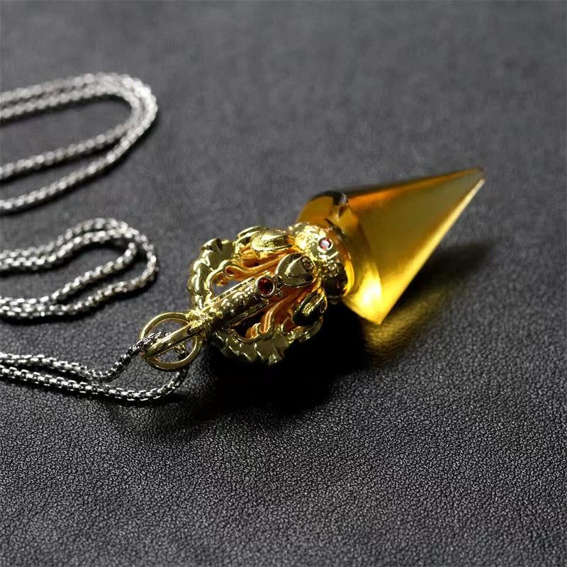 KarmaRipple's Tibetan Dorje Vajra 4 Prong Lotus Liuli Gemstone Strength Pendant Necklace p10