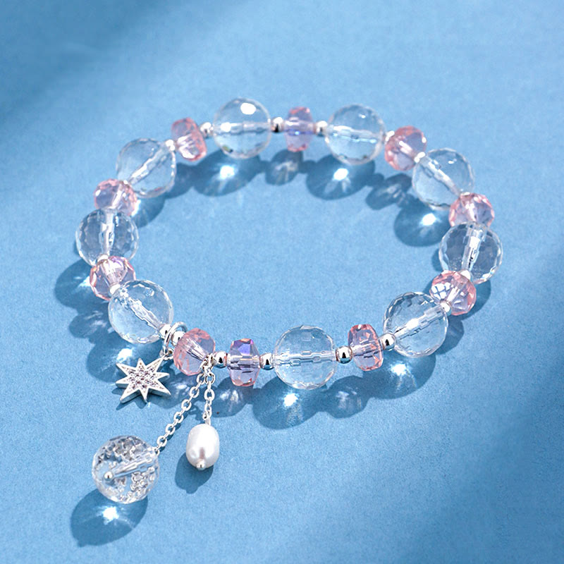 KarmaRipple's Ivory Gemstone Pink Gemstone Protection Star Talisman Bracelet p14