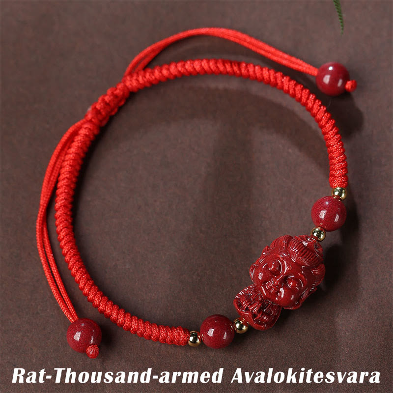 KarmaRipple's Chinese Zodiac Natal Buddha Cinnabar Amulet Blessing String Bracelet p1