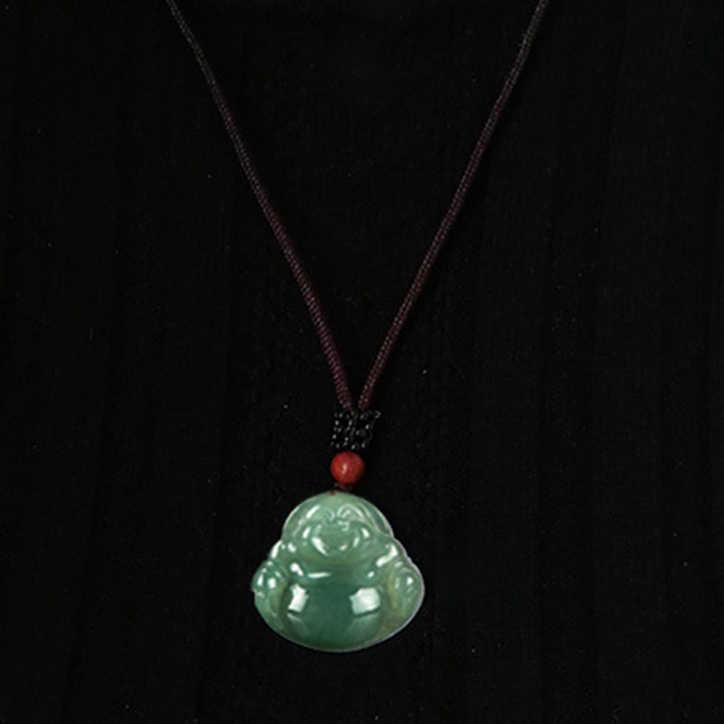 KarmaRipple's Laughing Buddha Jade Abundance String Pendant Necklace p7