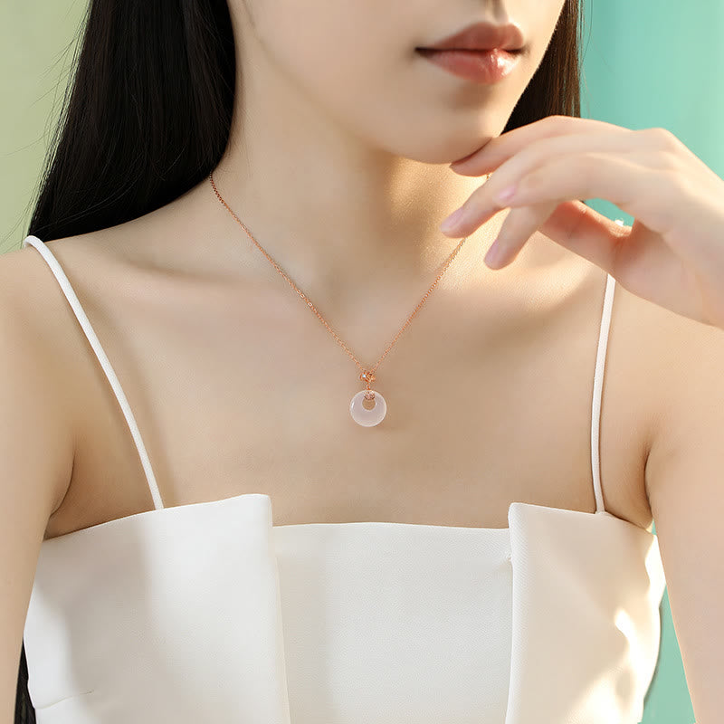 KarmaRipple's 925 Sterling Silver Ginkgo Leaf Butterfly Rose Chalcedony Hetian Jade Peace Buckle Fu Character Balance Pendant Necklace p8