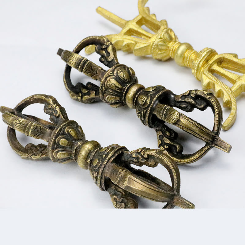 KarmaRipple's Handmade Nepal Five Prong Three Prong Vajra Dorje Strength Bronze Decoration p16