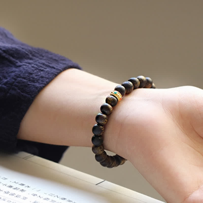 KarmaRipple's Vietnam Qinan Agarwood Turquoise Balance Strength Bracelet p7