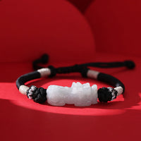 KarmaRipple's Handmade Authentic Jade PiXiu Fortune Prosperity Woven String Bracelet