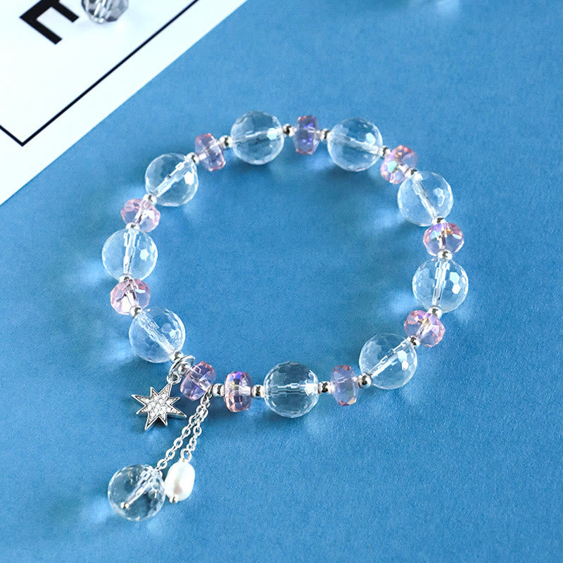 KarmaRipple's Ivory Gemstone Pink Gemstone Protection Star Talisman Bracelet p3