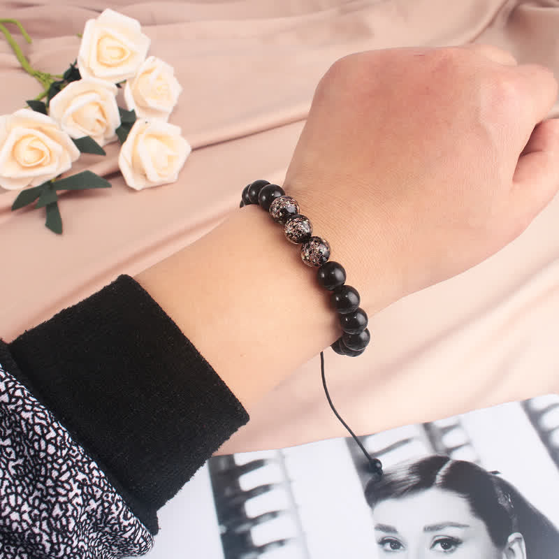 KarmaRipple's Black Obsidian Luminous Glowstone Strength Bracelet p11