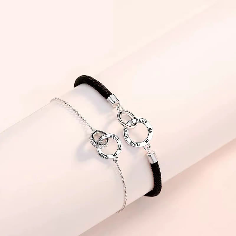 KarmaRipple's KEEP ME IN YOUR HEART Design Interlocking Circles Balancing Pair Chain Bracelet p3