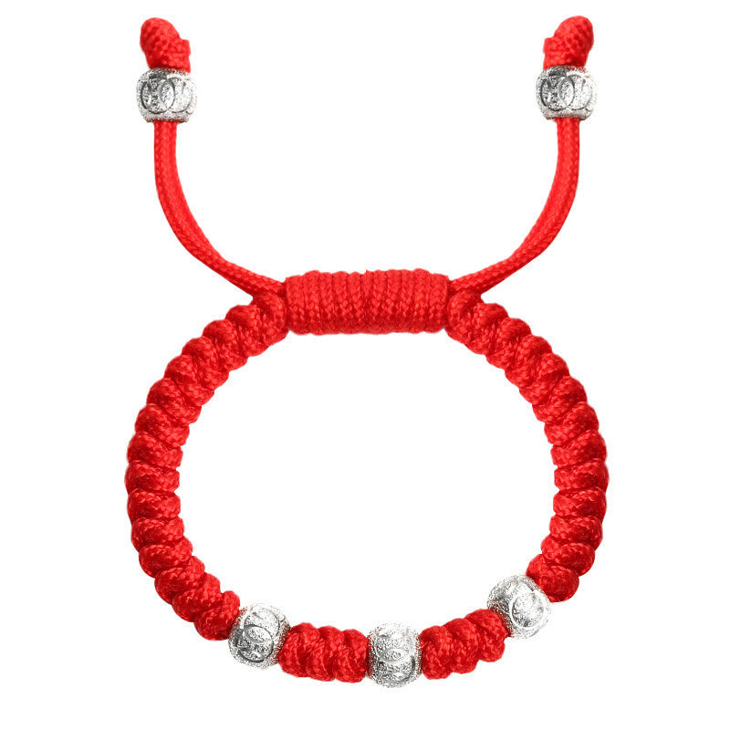 KarmaRipple's 925 Sterling Silver King Kong Weave Multicolored Red String Strength Handmade Woven Kids Child Bracelet p11