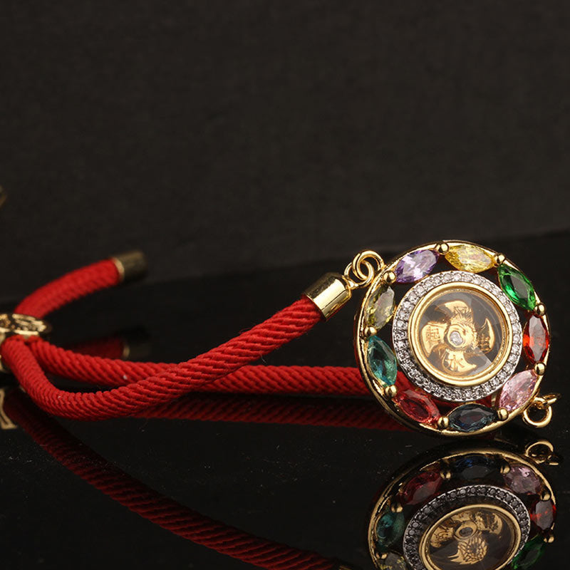 KarmaRipple's Colorful Zircon Bronze Wealth Fortune Rotation Bracelet Pendant Necklace p14