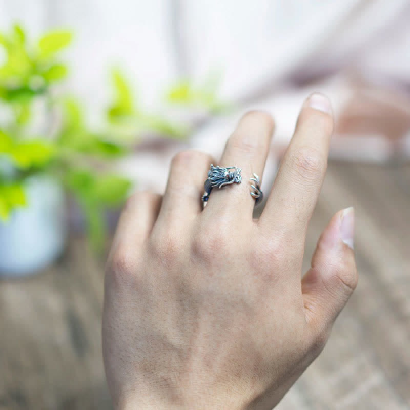 KarmaRipple's 925 Sterling Silver Dragon Fortune Protection Ring p4