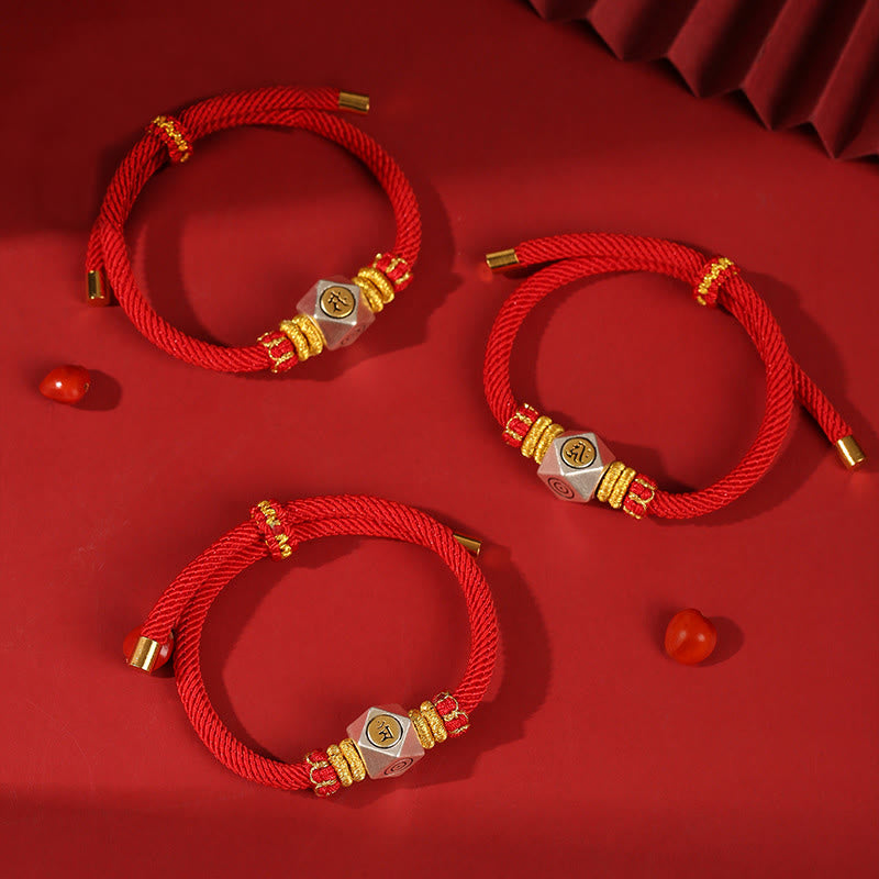 KarmaRipple's 999 Sterling Silver Chinese Zodiac Natal Buddha Red Rope Fortune Strength Handcrafted Kids Bracelet p10