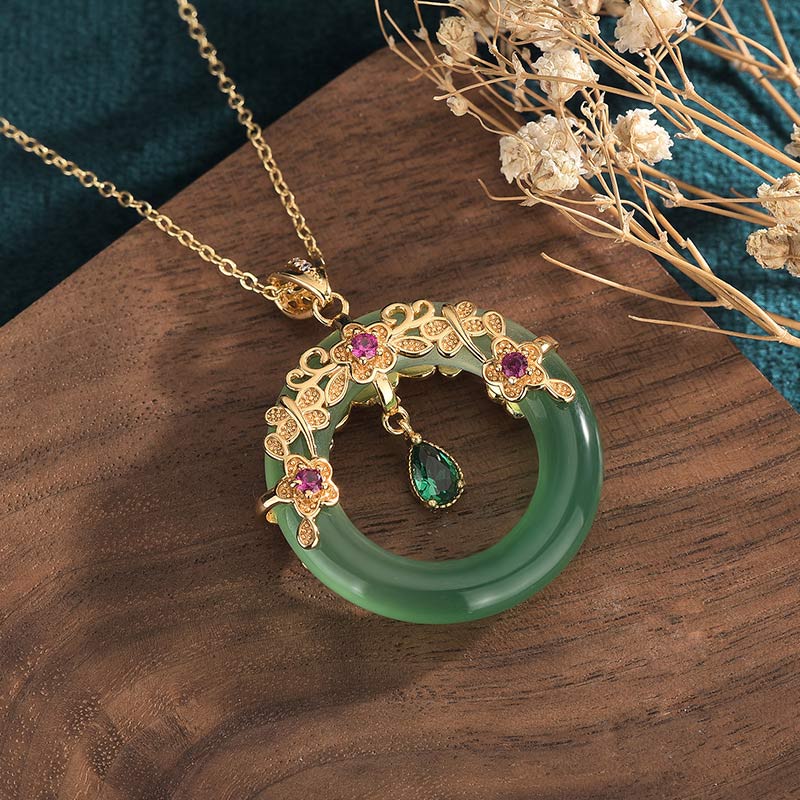 KarmaRipple's Authentic Round Cyan Jade Balancing Pendant Necklace p2