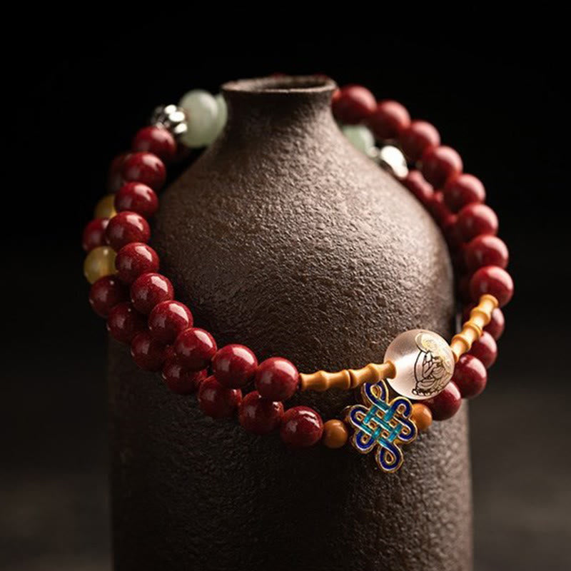KarmaRipple's Chinese Zodiac Natal Buddha Red Agate Small Leaf Red Sandalwood Cinnabar Amulet Blessing Double Wrap Bracelet p37