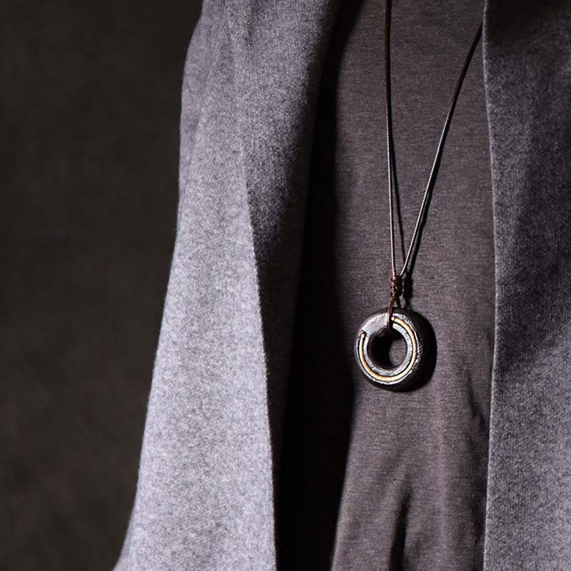 KarmaRipple's Zen Circle Ebony Wood Peace Calm Pendant Necklace p4