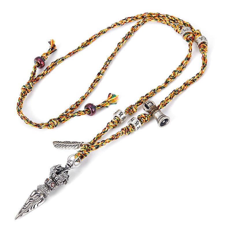 KarmaRipple's Tibetan Handmade 925 Sterling Silver Dorje Vajra Om Mani Padme Hum Feather Strength Pendant Necklace p7