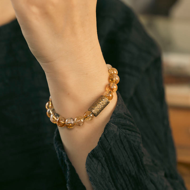 KarmaRipple's Authentic Citrine Gemstone Brass Bead Protection Bracelet p8