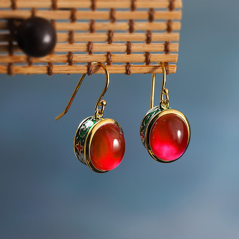 KarmaRipple's Round Red Corundum Confidence Hook Drop Dangle Earrings p3
