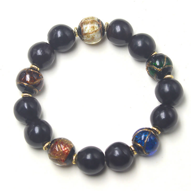 KarmaRipple's Western Soapberry Incense Ash Liuli Glass Bead Wealth Bracelet p6