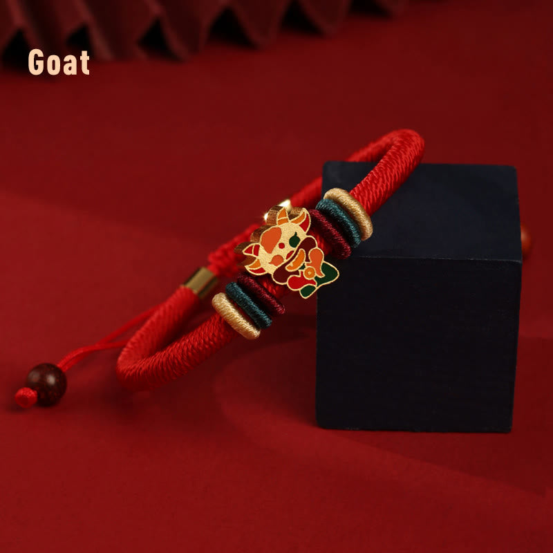 KarmaRipple's Handmade 925 Sterling Silver Year of the Dragon Cute Chinese Zodiac Fortune Woven Red Bracelet p36
