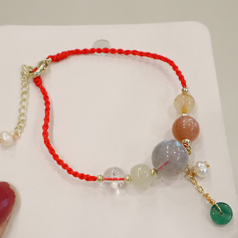 KarmaRipple's Moonstone Sunstone Beadwork Peace Buckle Talisman Balancing Bracelet p9