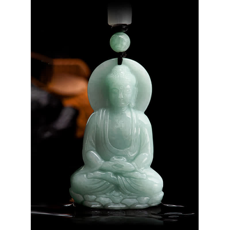 KarmaRipple's Amitabha Buddha Jade Amulet Compassion String Pendant p14