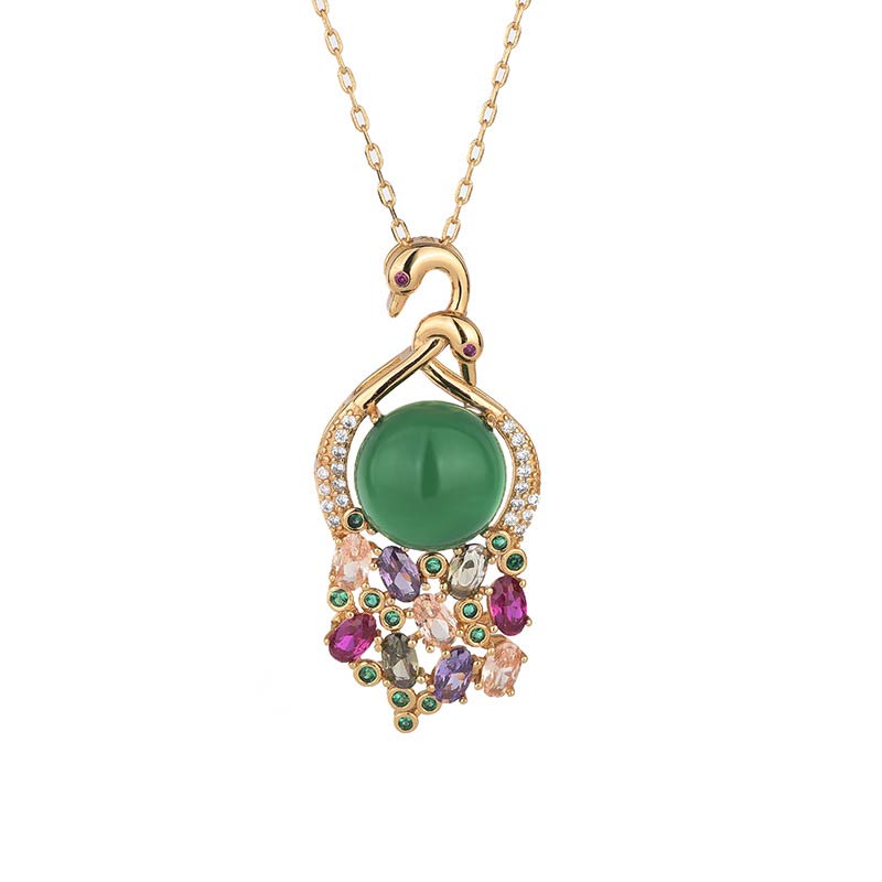 KarmaRipple's Cyan Jade Success Pendant Chain Necklace p5