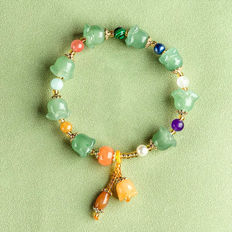 KarmaRipple's Green Aventurine Magnolia Flower Fortune Bracelet p1
