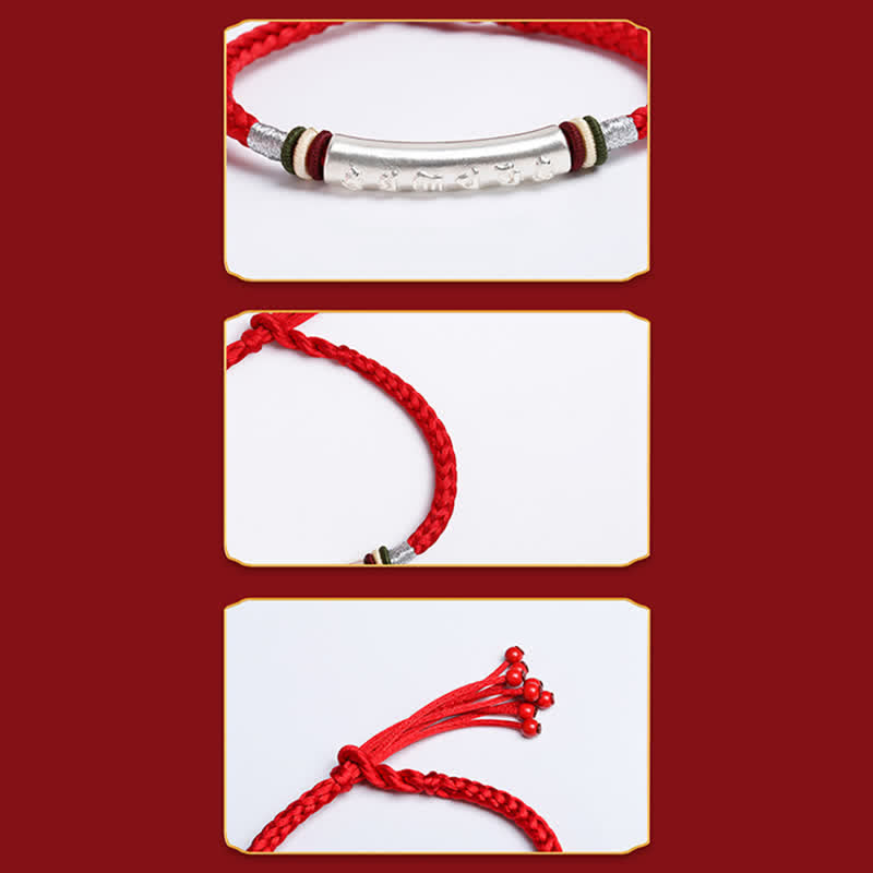 KarmaRipple's 999 Sterling Silver Om Mani Padme Hum Protection Strength String Bracelet p16
