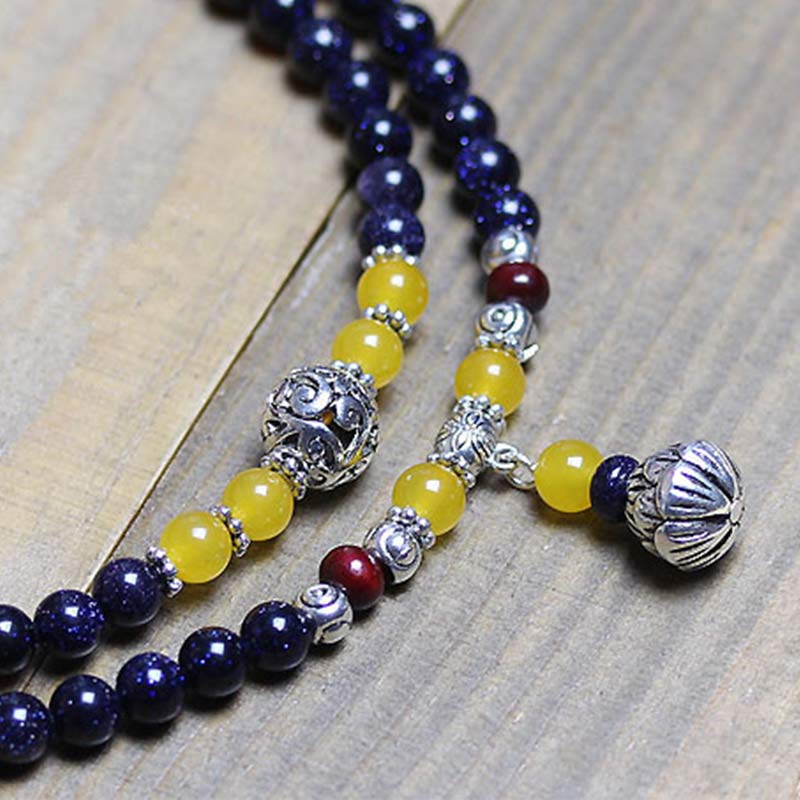 KarmaRipple's Blue Sandstone Wealth Talisman Bracelet Mala p6