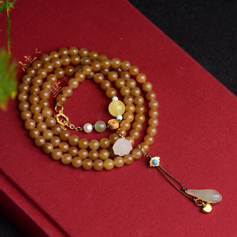 KarmaRipple's Authentic Hetian Topaz Amber Lotus Ivory Jade Pearl Success Bracelet p4