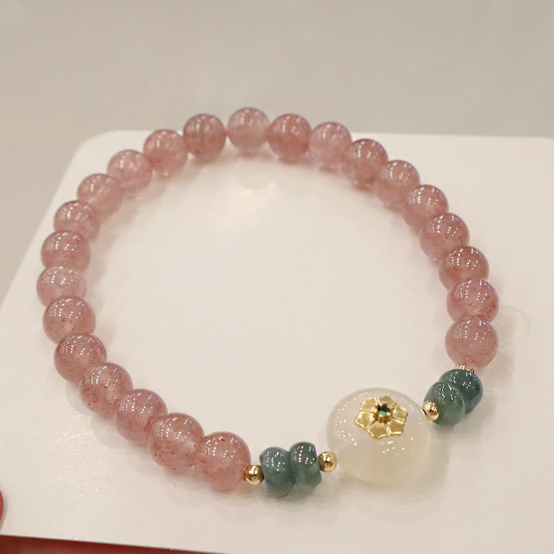 KarmaRipple's Authentic Strawberry Quartz Chalcedony Jade Balancing Bracelet p6
