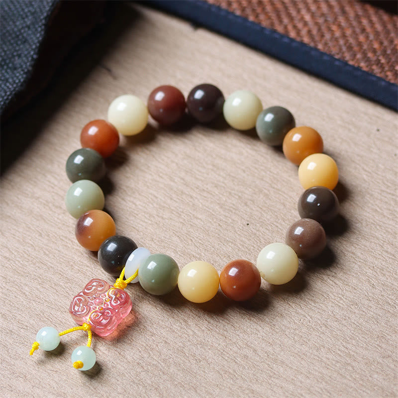 KarmaRipple's Authentic Multicolored Gradient Bodhi Seed Liuli Glass Talisman Peace Bracelet p3