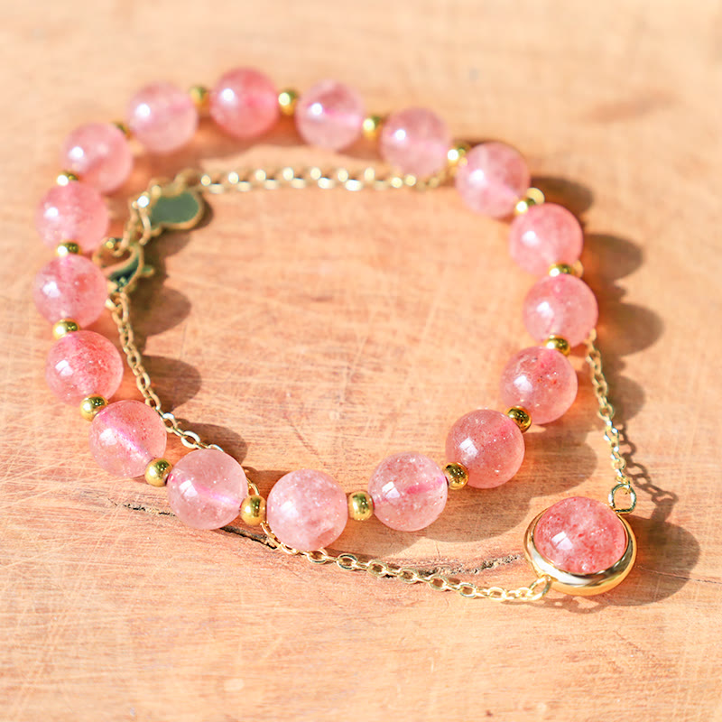 KarmaRipple's Sun Stone Strawberry Quartz Gemstone'sitive Bracelet p24