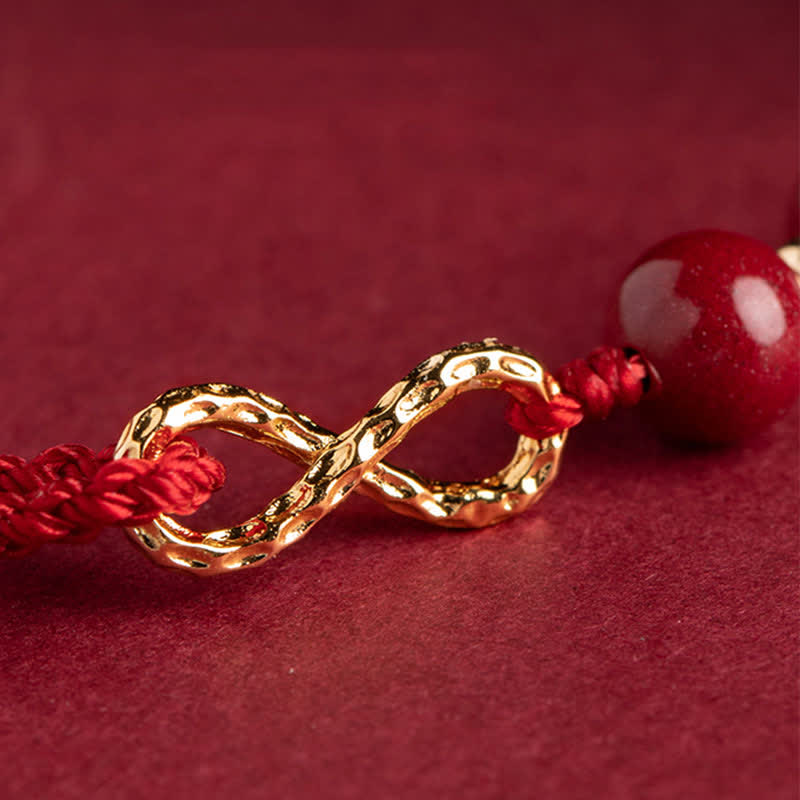 KarmaRipple's Cinnabar Blessing Red String 14K Gold Infinity Symbol Bracelet Anklet p13