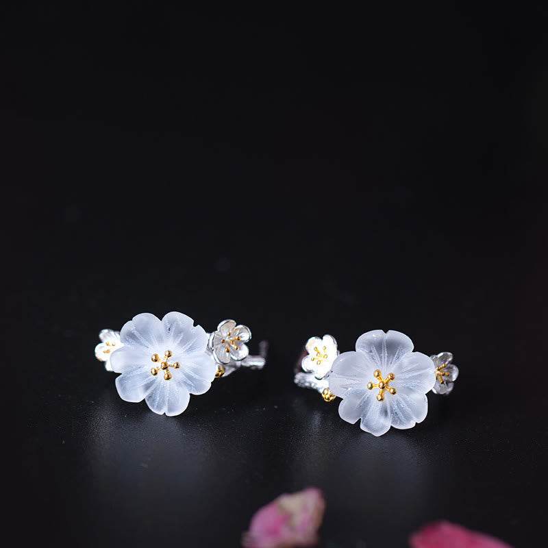 KarmaRipple's 925 Sterling Silver Plum Blossom Floral Blessing Earrings p17