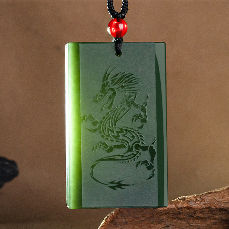 KarmaRipple's Hetian Cyan Jade Dragon Engraved Success Pendant Necklace p7