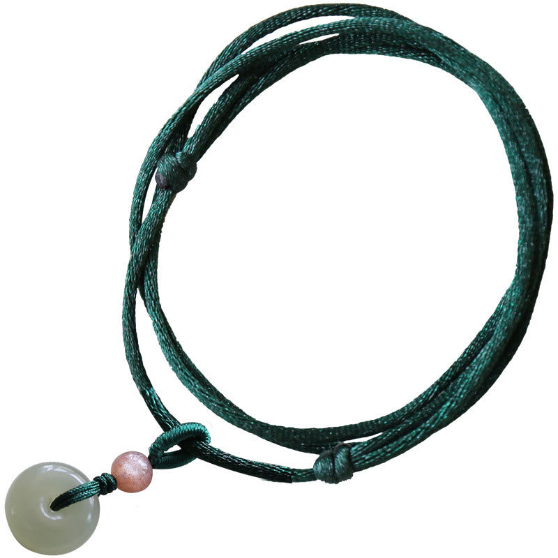 KarmaRipple's Authentic Round Jade Peace Buckle Lotus Abundance String Pendant Necklace p8
