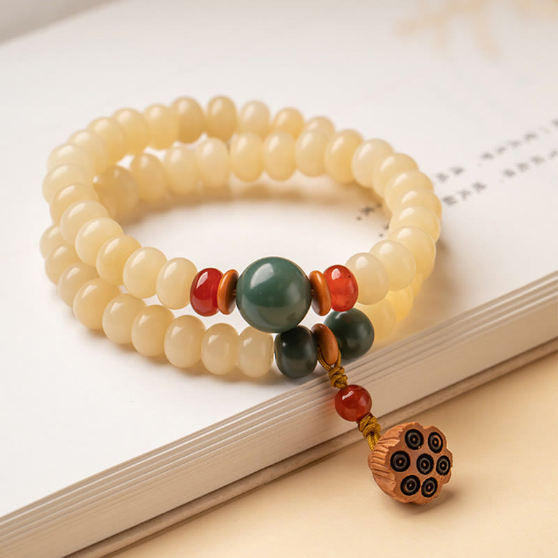 KarmaRipple's Bodhi Seed Lotus Pod Talisman Peace Double Wrap Bracelet p7