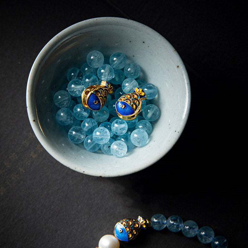 KarmaRipple's Authentic Aquamarine Lazurite Fish Balancing Bracelet p7