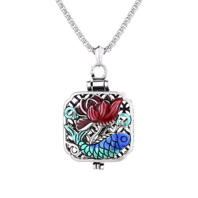 KarmaRipple's Koi Fish Lotus Bronze Coins Fortune Ghau Prayer Box Pendant Necklace p7