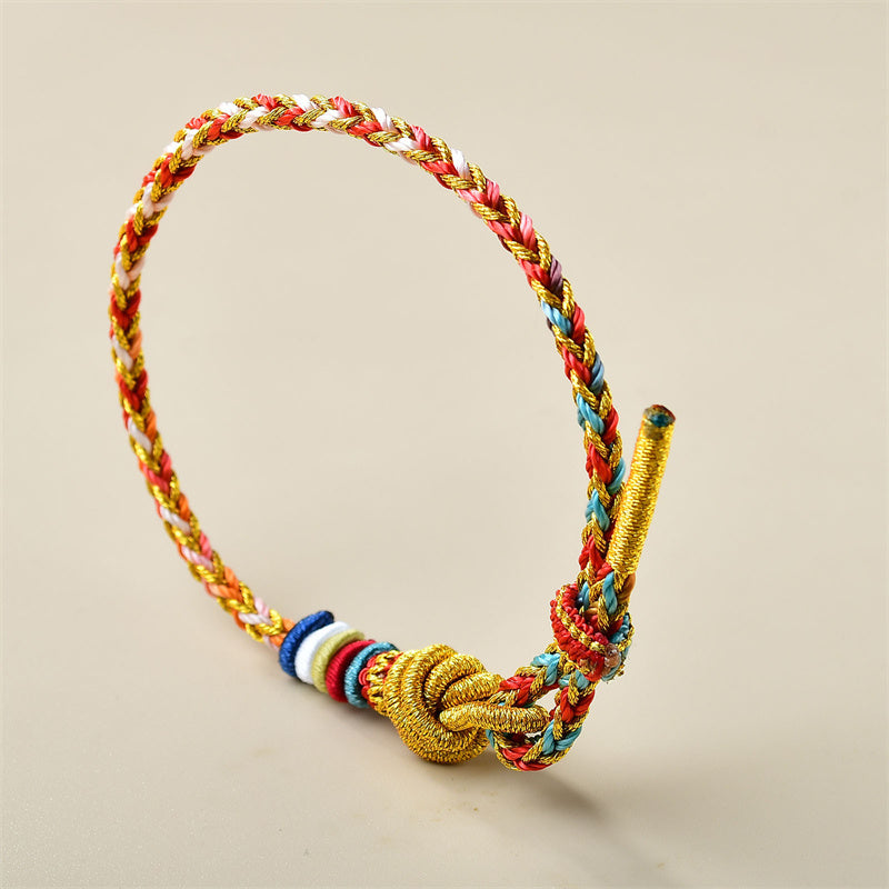 KarmaRipple's Handcrafted Colorful Gold Balancing Braid Rope Bracelet p2
