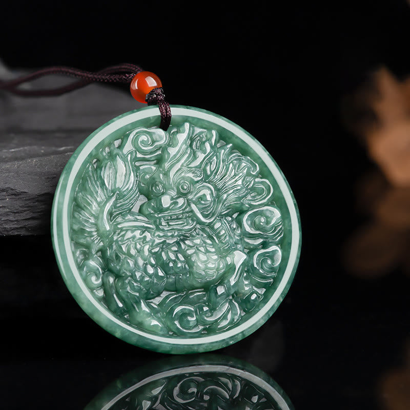 KarmaRipple's Authentic Jade Kirin Abundance String Pendant Necklace p7