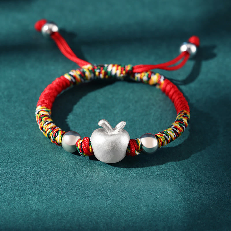 KarmaRipple's 999 Sterling Silver Apple Red Multicolored Rope Fortune Protection Handcrafted Kids Bracelet p22