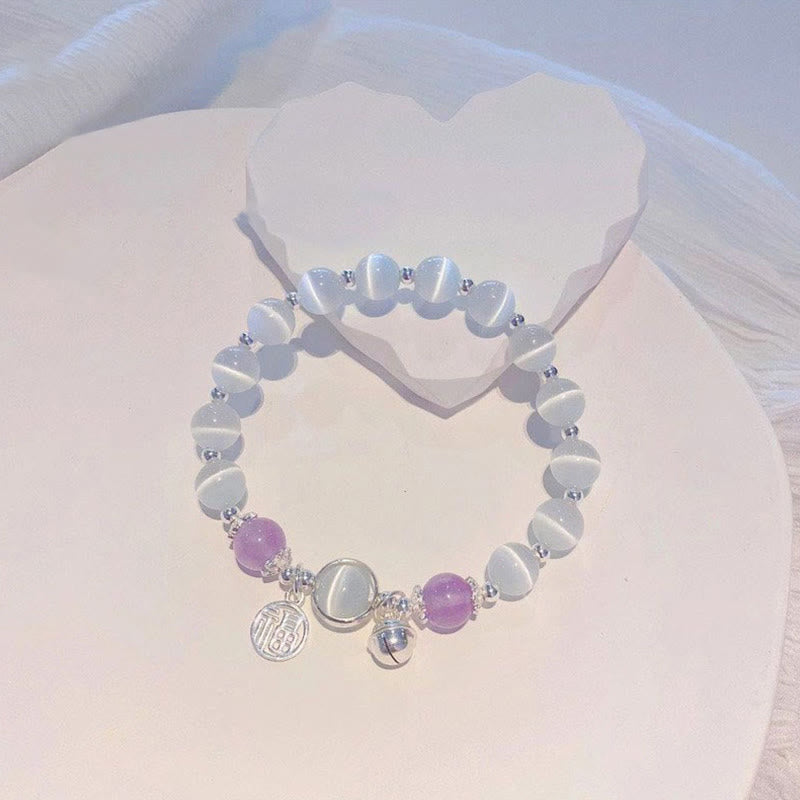 KarmaRipple's Cat's Eye Amethyst Fu Character Bell Talisman Support Bracelet p3