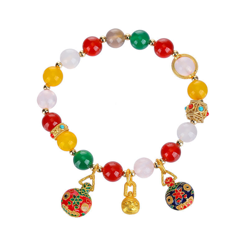 KarmaRipple's Gold Swallowing Beast Family Various Agate Gemstone Success Bracelet p9